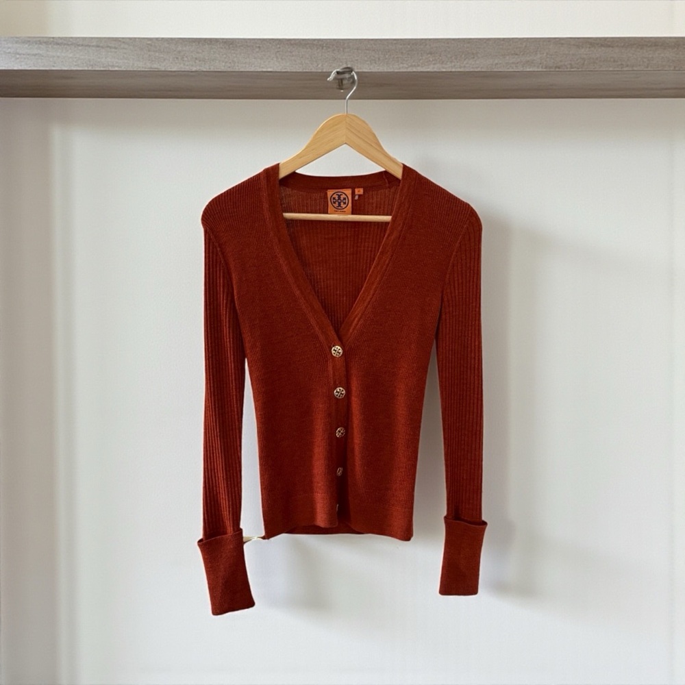Tory Burch Women’s Wool Cardigan Button-Up Sweater in Rust! XS! - Picture 5 of 9